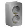 Розетка двухместная SYSTEME ELECTRIC BLANCA, открытый монтаж, с заземлением, со шторками, алюминий, BLNRA011203
