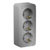 Розетка трехместная SYSTEME ELECTRIC BLANCA, открытый монтаж, с заземлением, алюминий, BLNRA010313