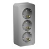 Розетка трехместная SYSTEME ELECTRIC BLANCA, открытый монтаж, с заземлением, со шторками, алюминий, BLNRA011313