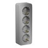 Розетка четырехместная SYSTEME ELECTRIC BLANCA, открытый монтаж, с заземлением, со шторками, алюминий, BLNRA011413