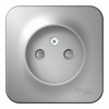 Розетка SYSTEME ELECTRIC BLANCA, открытый монтаж, без заземления, со шторками, алюминий