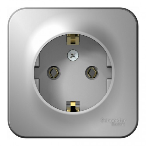 Розетка SYSTEME ELECTRIC BLANCA, открытый монтаж, с заземлением, алюминий, BLNRA010103