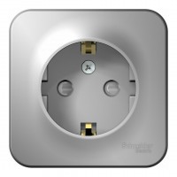 Розетка SYSTEME ELECTRIC BLANCA, открытый монтаж, с заземлением, со шторками, алюминий, BLNRA011113