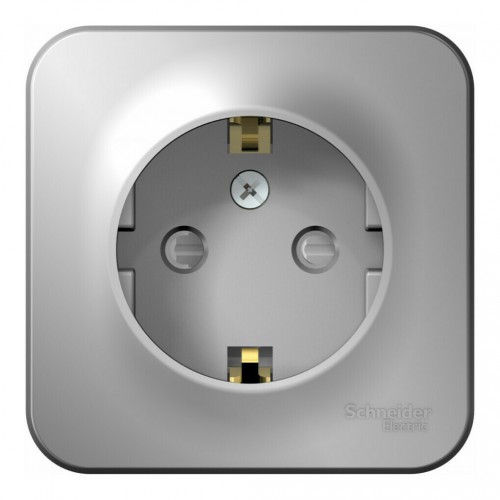 Розетка SYSTEME ELECTRIC BLANCA, открытый монтаж, с заземлением, со шторками, алюминий, BLNRA011113