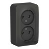 Розетка двухместная SYSTEME ELECTRIC BLANCA, открытый монтаж, без заземления, антрацит