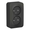Розетка двухместная SYSTEME ELECTRIC BLANCA, открытый монтаж, без заземления, со шторками, антрацит