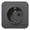 Розетка SYSTEME ELECTRIC BLANCA, открытый монтаж, с заземлением, антрацит, BLNRA010116