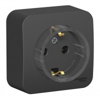 Розетка SYSTEME ELECTRIC BLANCA, открытый монтаж, с заземлением, антрацит, BLNRA110116