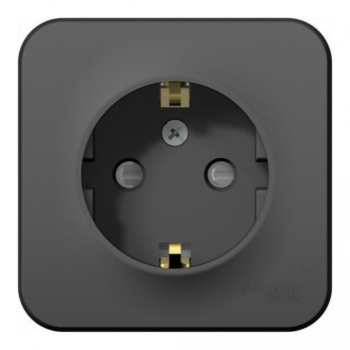 Розетка SYSTEME ELECTRIC BLANCA, открытый монтаж, с заземлением, со шторками, антрацит, BLNRA011116
