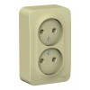 Розетка двухместная SYSTEME ELECTRIC BLANCA, открытый монтаж, без заземления, бежевый