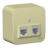 Розетка телефонная+компьютерная RJ11+RJ45 SYSTEME ELECTRIC BLANCA, открытый монтаж, бежевый, BLNIA045117