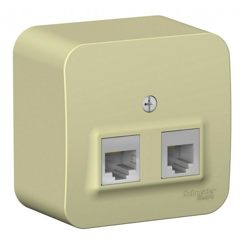 Розетка телефонная+компьютерная RJ11+RJ45 SYSTEME ELECTRIC BLANCA, открытый монтаж, бежевый, BLNIA045117