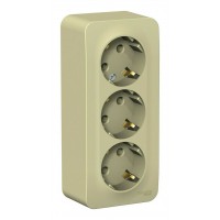 Розетка трехместная SYSTEME ELECTRIC BLANCA, открытый монтаж, с заземлением, бежевый, BLNRA010317
