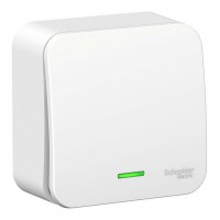 Переключатель 1-клавишный SYSTEME ELECTRIC BLANCA с подсветкой, открытый монтаж, белый, BLNVA106111