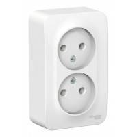Розетка двухместная SYSTEME ELECTRIC BLANCA, открытый монтаж, без заземления, белый