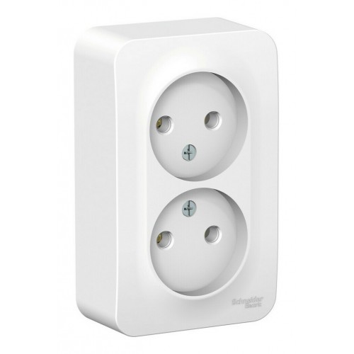Розетка двухместная SYSTEME ELECTRIC BLANCA, открытый монтаж, без заземления, белый
