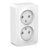 Розетка двухместная SYSTEME ELECTRIC BLANCA, открытый монтаж, без заземления, со шторками, белый