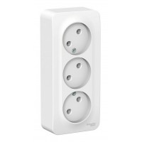 Розетка трехместная SYSTEME ELECTRIC BLANCA, открытый монтаж, без заземления, белый