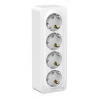 Розетка четырехместная SYSTEME ELECTRIC BLANCA, открытый монтаж, с заземлением, со шторками, белый, BLNRA011411