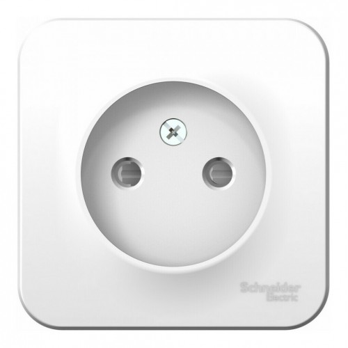 Розетка SYSTEME ELECTRIC BLANCA, открытый монтаж, без заземления, со шторками, белый