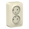 Розетка двухместная SYSTEME ELECTRIC BLANCA, открытый монтаж, без заземления, молочный