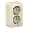 Розетка двухместная SYSTEME ELECTRIC BLANCA, открытый монтаж, с заземлением, молочный, BLNRA010212