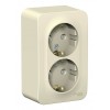 Розетка двухместная SYSTEME ELECTRIC BLANCA, открытый монтаж, с заземлением, со шторками, молочный, BLNRA011202