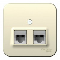 Розетка телефонная+компьютерная RJ11+RJ45 SYSTEME ELECTRIC BLANCA, открытый монтаж, молочный, BLNIA045112