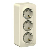 Розетка трехместная SYSTEME ELECTRIC BLANCA, открытый монтаж, с заземлением, молочный, BLNRA010312