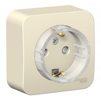 Розетка SYSTEME ELECTRIC BLANCA, открытый монтаж, с заземлением, со шторками, молочный, BLNRA111112