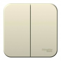 Выключатель 2-клавишный SYSTEME ELECTRIC BLANCA, открытый монтаж, молочный, BLNVA065012