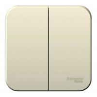 Выключатель 2-клавишный SYSTEME ELECTRIC BLANCA, открытый монтаж, молочный, BLNVA065002