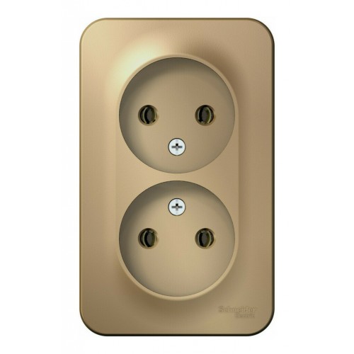 Розетка двухместная SYSTEME ELECTRIC BLANCA, открытый монтаж, без заземления, титан