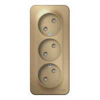 Розетка трехместная SYSTEME ELECTRIC BLANCA, открытый монтаж, без заземления, со шторками, титан