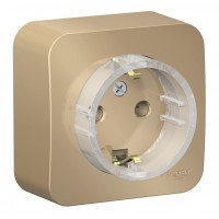 Розетка SYSTEME ELECTRIC BLANCA, открытый монтаж, с заземлением, титан, BLNRA110114