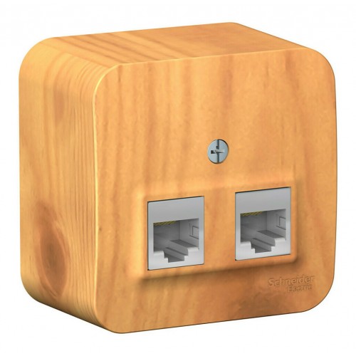 Розетка компьютерная 2xRJ45 SYSTEME ELECTRIC BLANCA, открытый монтаж, ясень, BLNIA045455