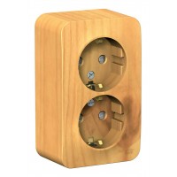 Розетка двухместная SYSTEME ELECTRIC BLANCA, открытый монтаж, с заземлением, со шторками, ясень, BLNRA011215
