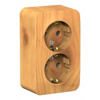 Розетка двухместная SYSTEME ELECTRIC BLANCA, открытый монтаж, с заземлением, ясень, BLNRA010215