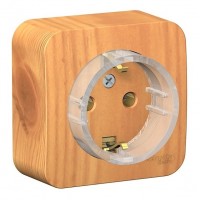 Розетка SYSTEME ELECTRIC BLANCA, открытый монтаж, с заземлением, ясень, BLNRA110115