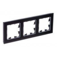 Рамка 3 поста SYSTEME ELECTRIC ATLASDESIGN NATURE, натуральное стекло, черный, ATN361003