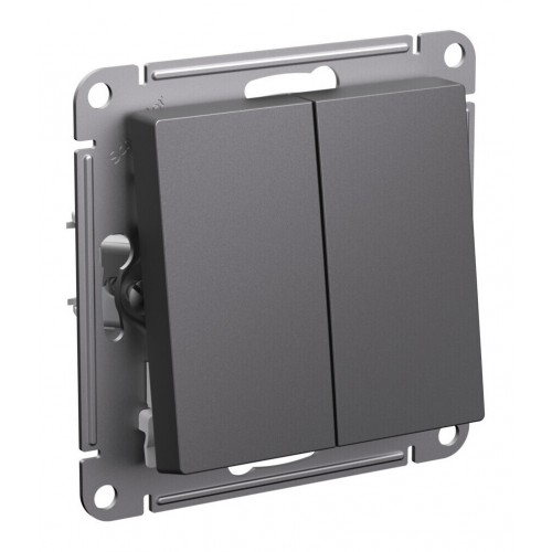 Выключатель 2-клавишный SYSTEME ELECTRIC ATLASDESIGN, скрытый монтаж, базальт, ATN001451