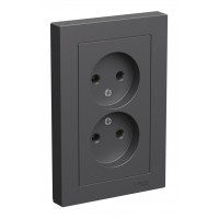 Розетка двухместная SYSTEME ELECTRIC ATLASDESIGN, скрытый монтаж, без заземления, базальт