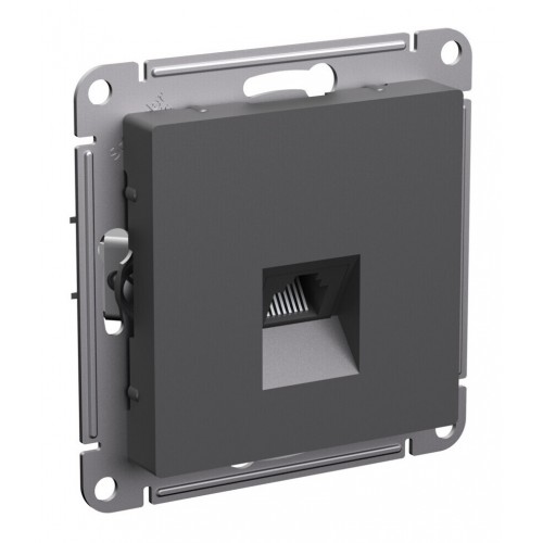 Розетка компьютерная RJ45 SYSTEME ELECTRIC ATLASDESIGN, скрытый монтаж, базальт, ATN001483