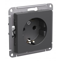 Розетка SYSTEME ELECTRIC ATLASDESIGN, скрытый монтаж, с заземлением, базальт, ATN001443