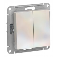 Выключатель 2-клавишный кнопочный SYSTEME ELECTRIC ATLASDESIGN, скрытый монтаж, жемчуг, ATN000417