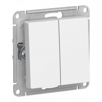 Переключатель 2-клавишный SYSTEME ELECTRIC ATLASDESIGN, скрытый монтаж, лотос, ATN001365