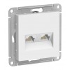 Розетка компьютерная 2xRJ45 SYSTEME ELECTRIC ATLASDESIGN, скрытый монтаж, лотос, ATN001385