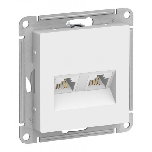 Розетка компьютерная 2xRJ45 SYSTEME ELECTRIC ATLASDESIGN, скрытый монтаж, лотос, ATN001385