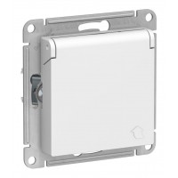 Розетка SYSTEME ELECTRIC ATLASDESIGN, скрытый монтаж, с заземлением, с крышкой, лотос, ATN001346