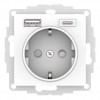 Розетка с USB+USB type C SYSTEME ELECTRIC ATLASDESIGN, скрытый монтаж, с заземлением, со шторками, лотос, ATN001332